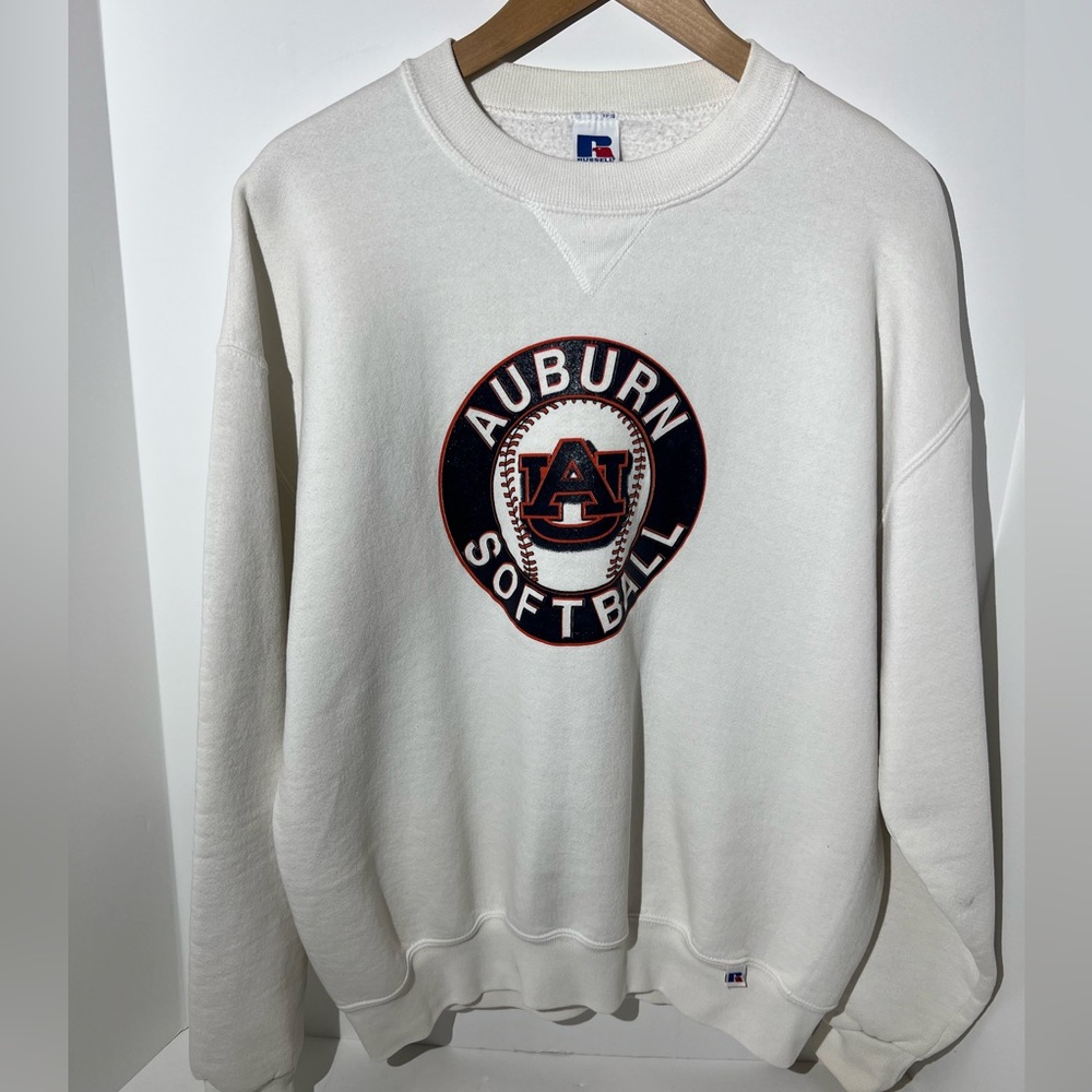 Vintage, Auburn Tigers softball, RUSSELL crewneck sweater, size large